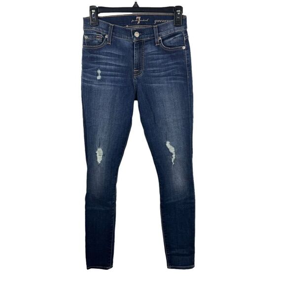 7 for all Mankind Mid/High Rise Skinny Gwenevere Slightly Distressed Jeans Sz 25 - Picture 3 of 12